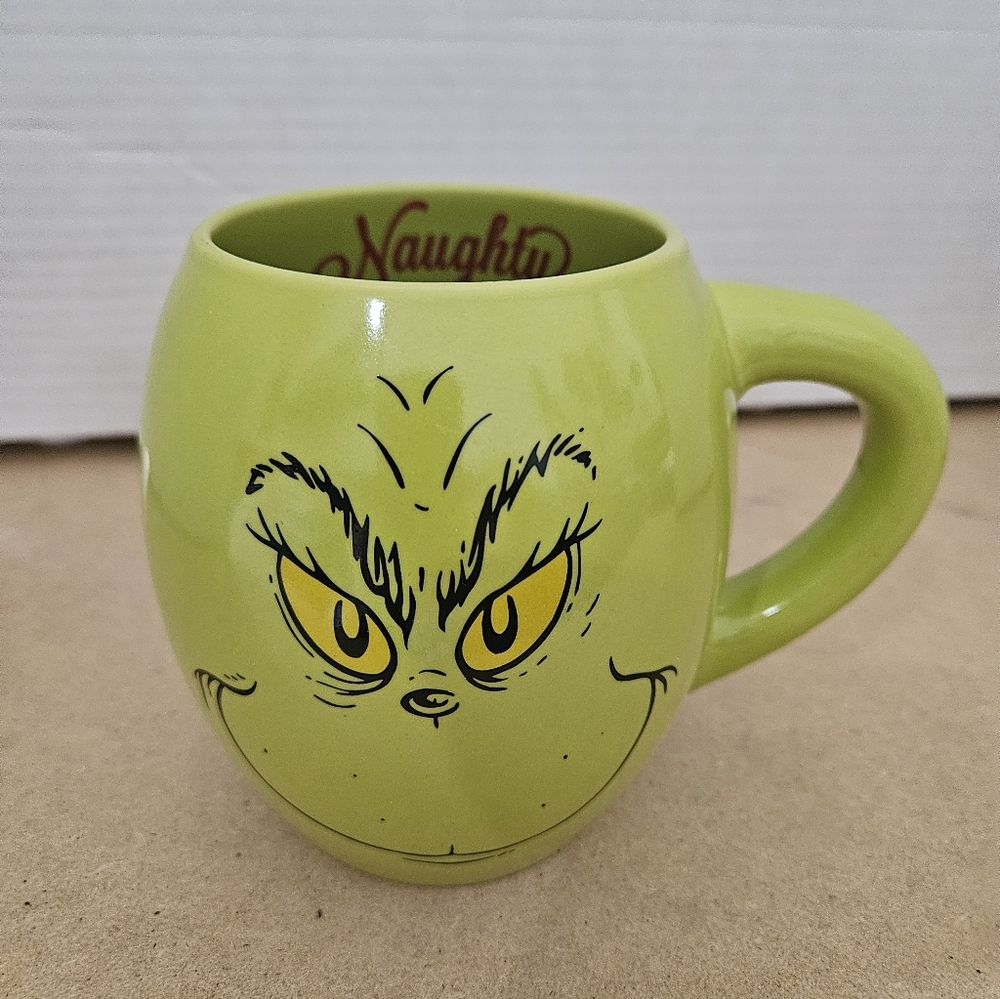 Bioworld Grinch Naughty And Nice Coffee Mug Cup Green 18 Oz Ceramic Mug NWOT (C)